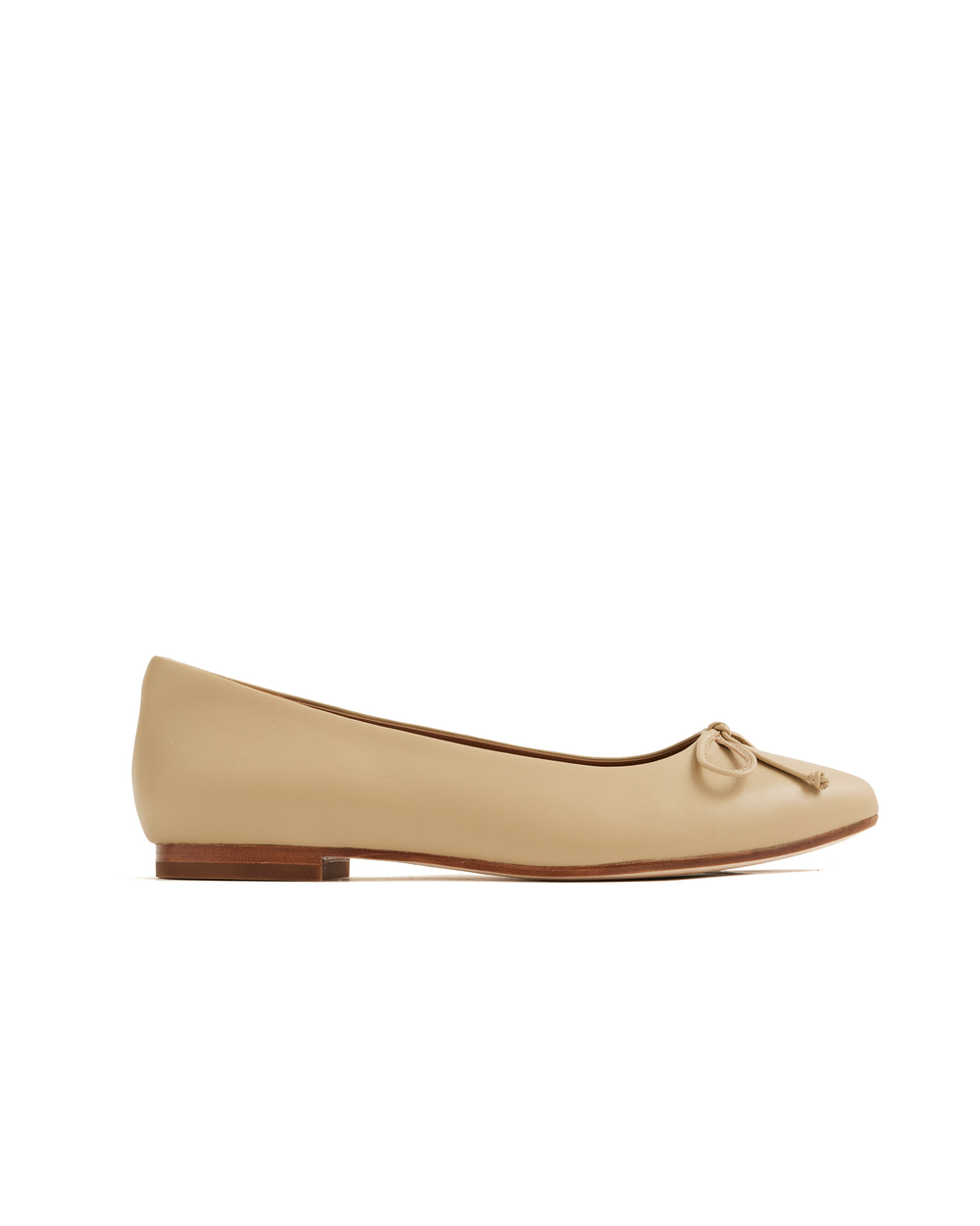 Italian Leather Pointed Bow Flat